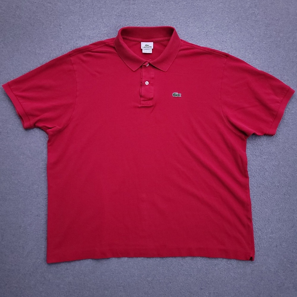 Lacoste Polo Shirt Mens Size 9 3XL Red Pique Knit Cotton Short Sleeve Logo